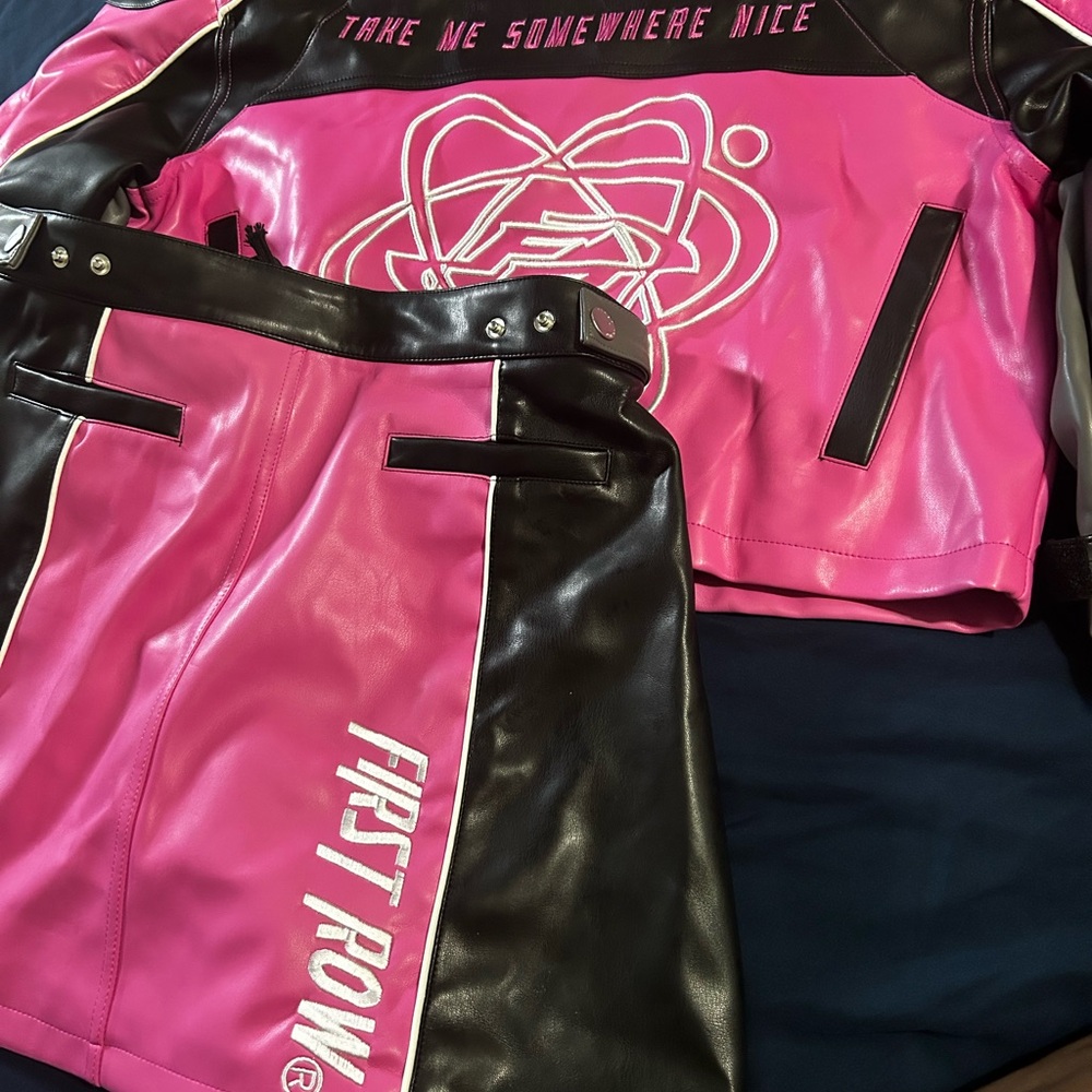 Pink and Black Skirt Set